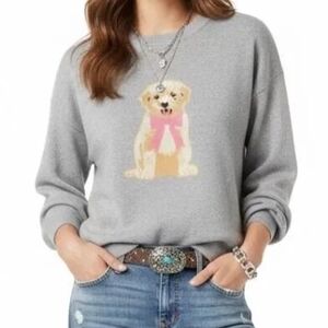 Orange Kiss Gray Sweater with Pink Bow Dog Design | Size 1X - NWT